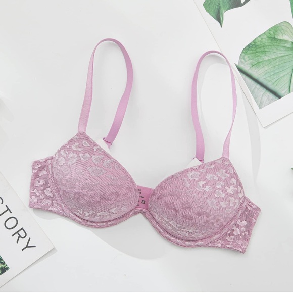 Wingslove Women's Push Up Light Purple Leopard Bra - Picture 3 of 7